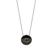 Load image into Gallery viewer, Endza Medal Necklace in 14K Black Gold with pavé black diamond