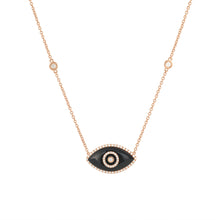 Load image into Gallery viewer, 14K rose gold Endza Necklace with Black Onyx eye and white diamonds.