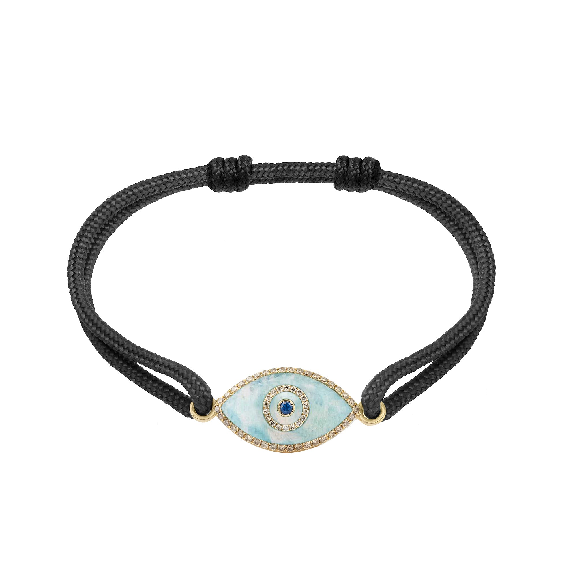 Endza Amazonite Evil Eye Cordon Bracelet in 14K Yellow Gold