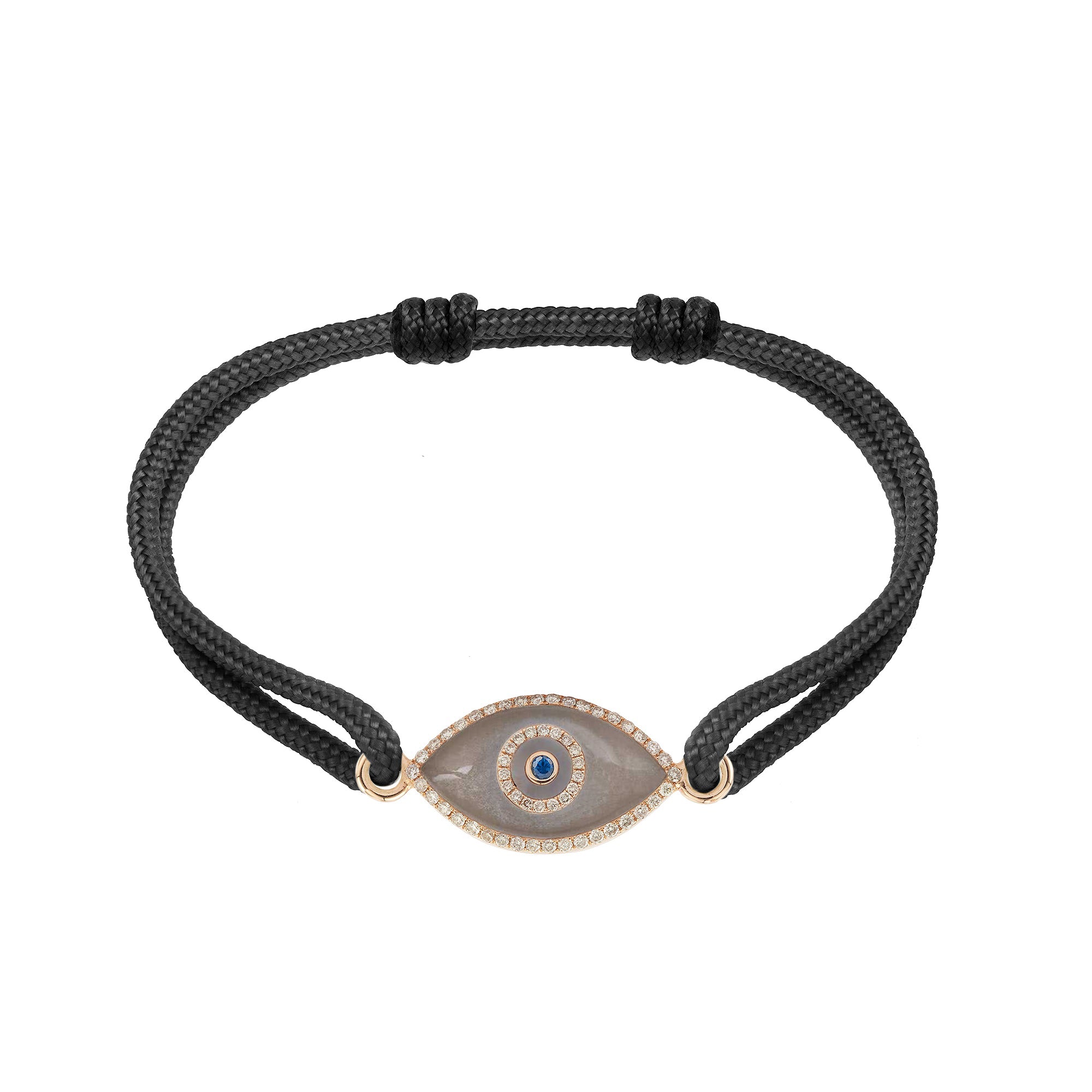 Endza Moonstone Evil Eye Cordon Bracelet in 14K Rose Gold