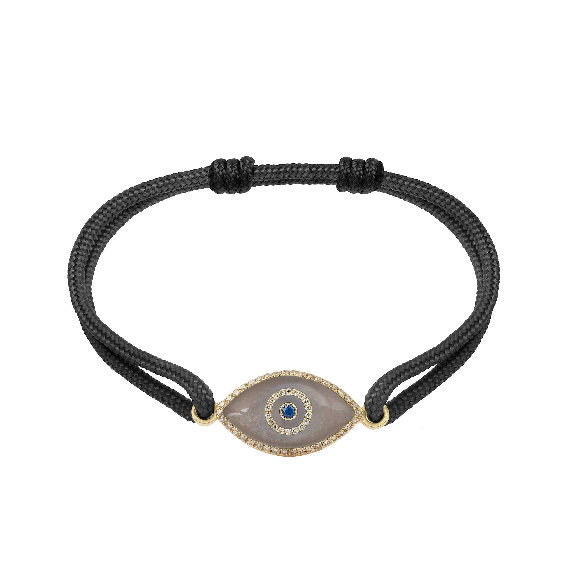 Endza Moonstone Evil Eye Cordon Bracelet in 14K Yellow Gold
