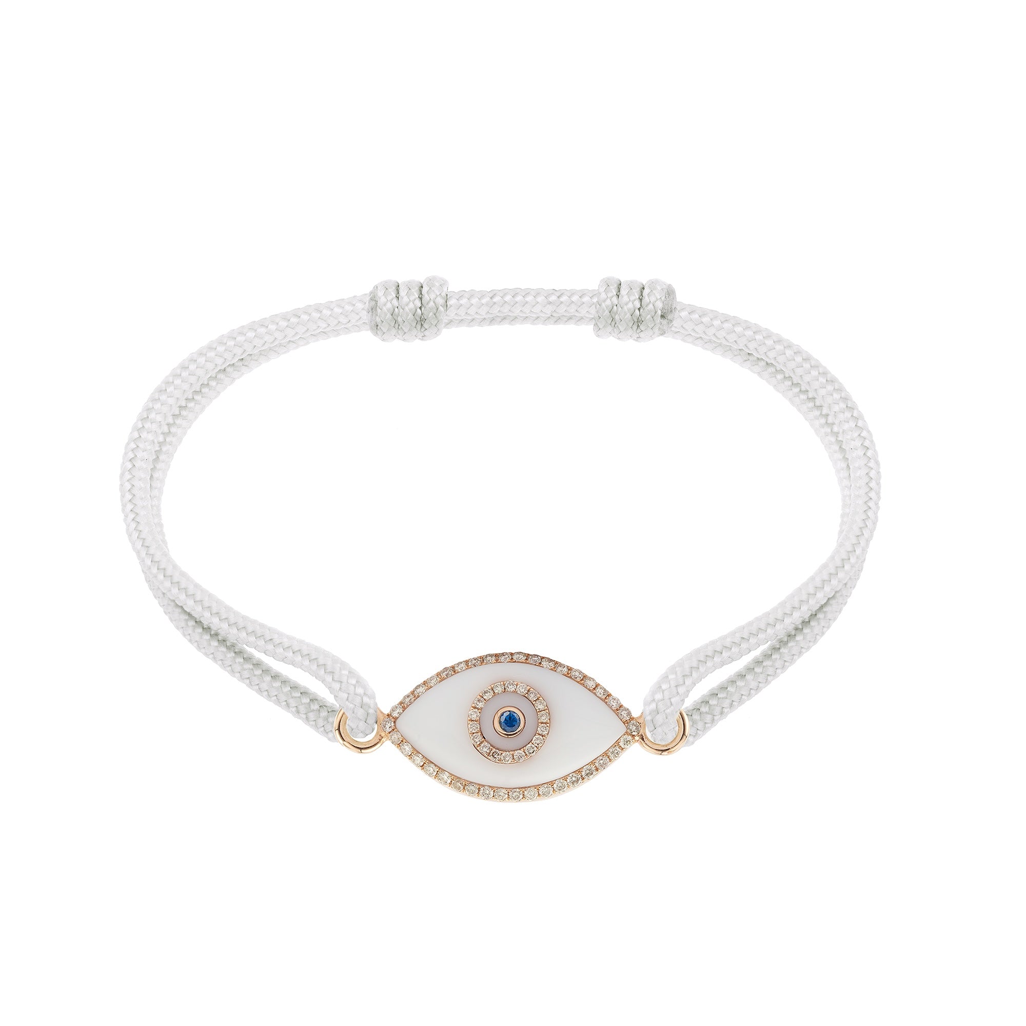 Endza White Onyx Evil Eye Cordon Bracelet in 14K Rose Gold
