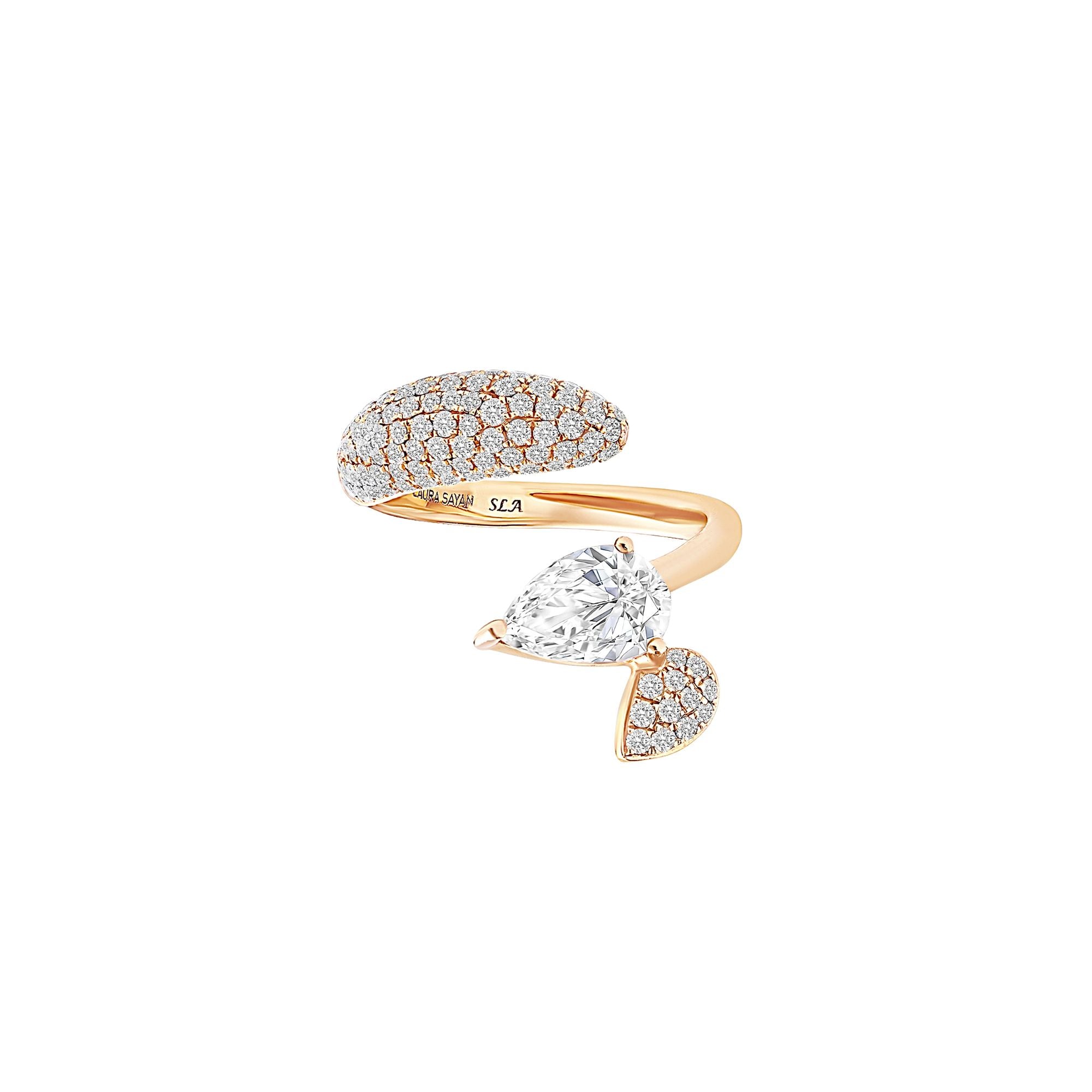 Sireliss Ring 14K rose gold diamond pear-shaped ring