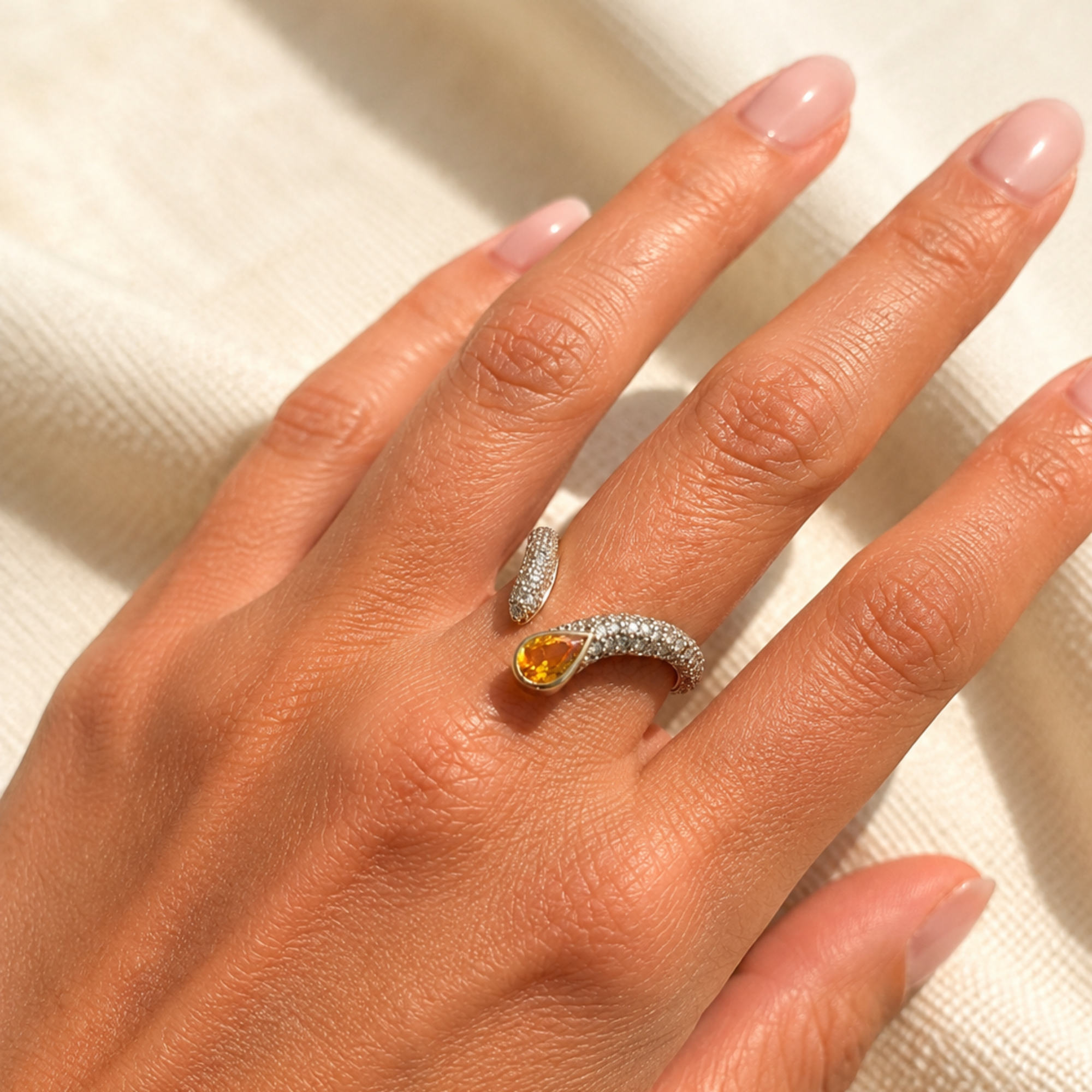 Sireliss The Yellow V Ring in 14K Yellow Gold with White Diamonds