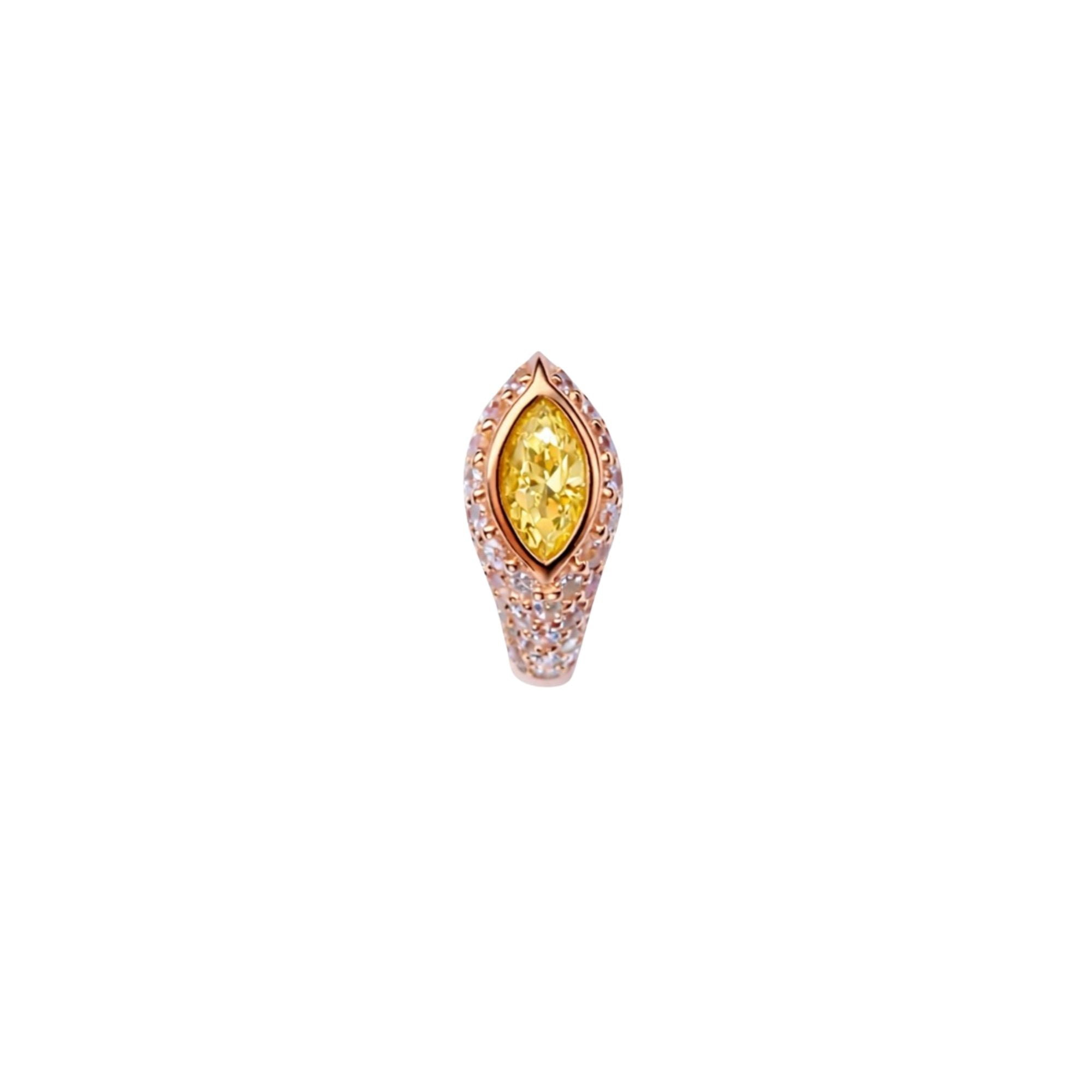 Sona Mini Yellow Sapphire Earring in 14K Rose Gold with White Diamonds