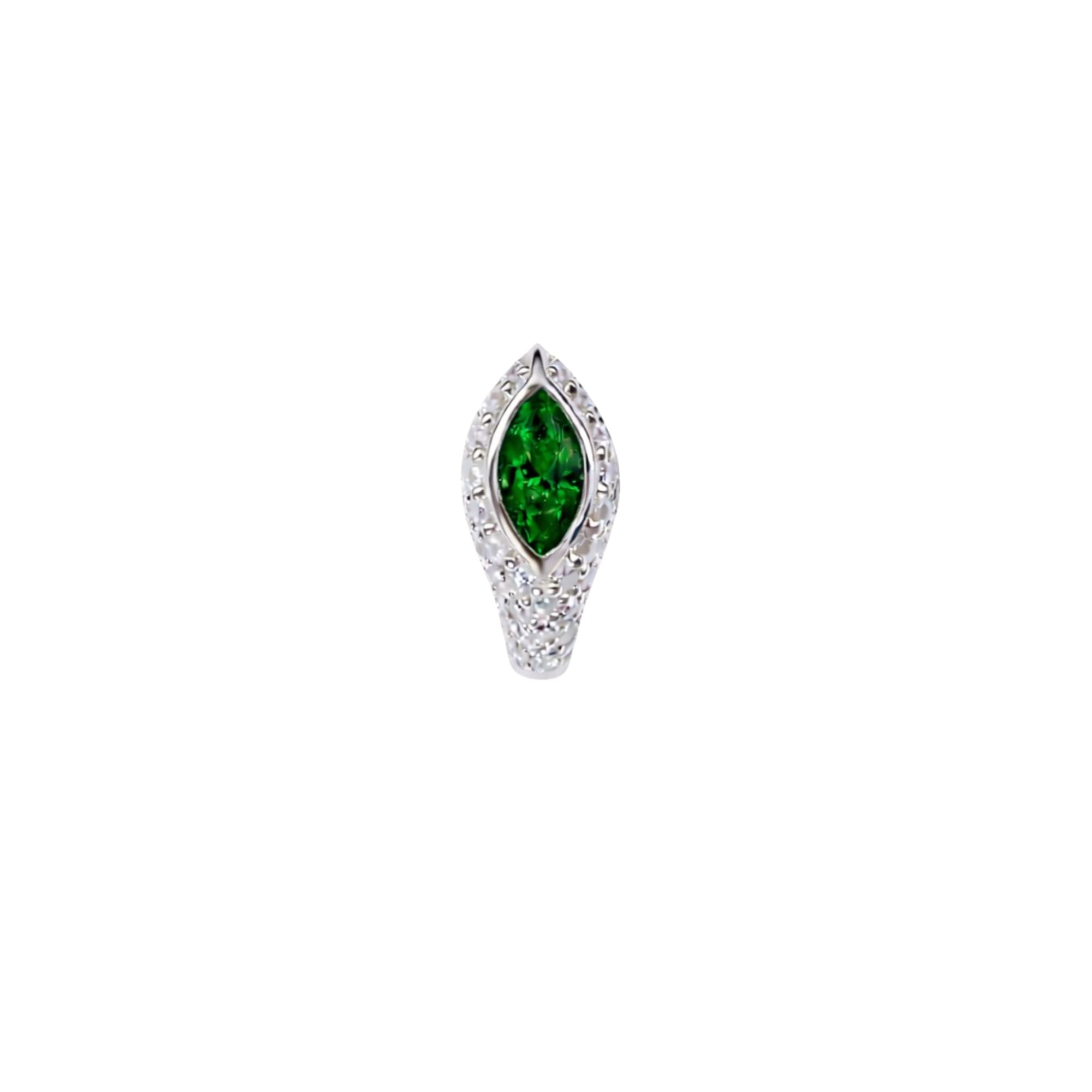 Green tsavorite pavé diamonds Sona earring crafted in 14K white gold