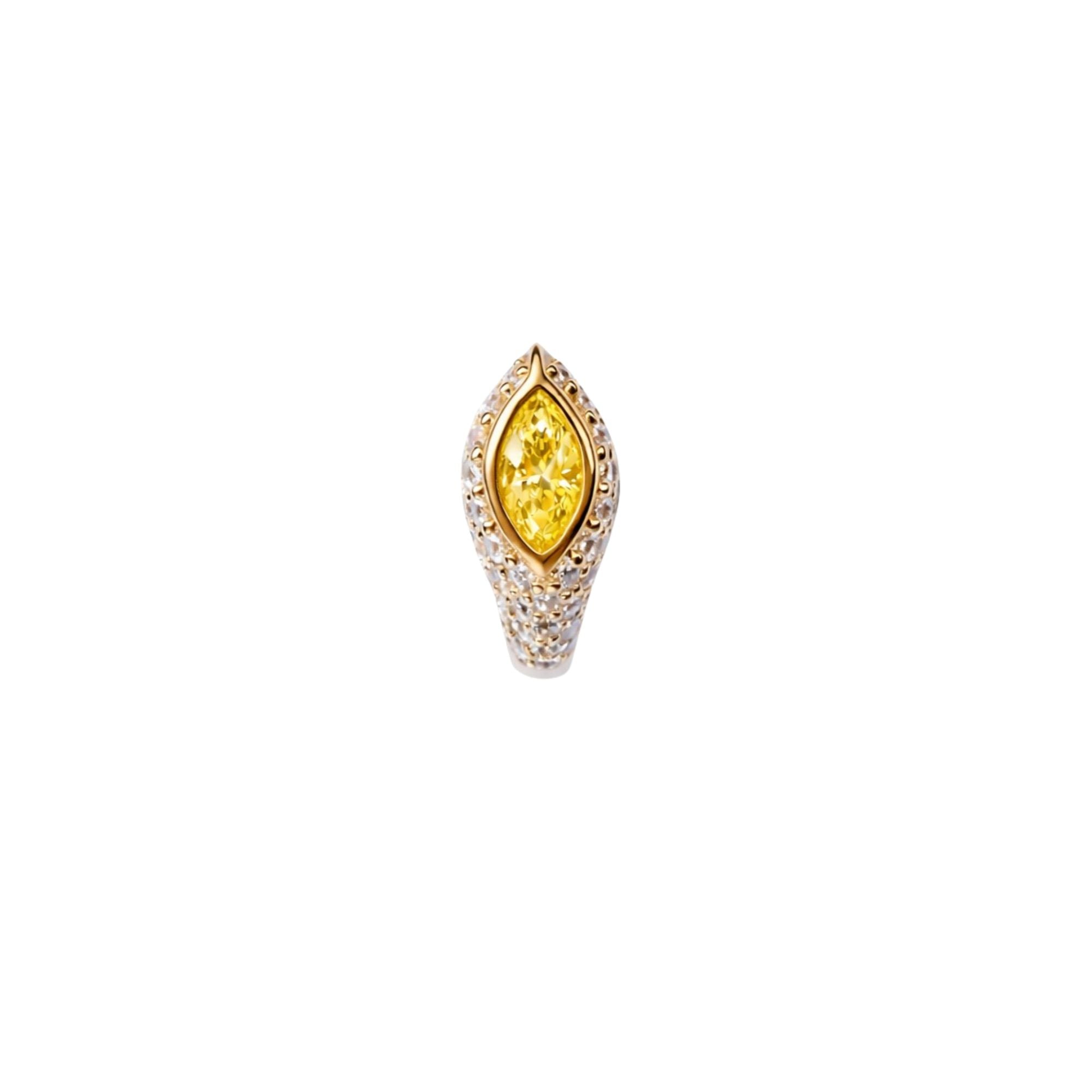Yellow sapphire pavé diamonds Sona earring crafted in 14K yellow gold
