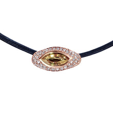 Load image into Gallery viewer, Yellow Sapphire pavé white diamonds Sona necklace crafted in 14K rose gold
