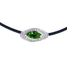 Load image into Gallery viewer, Green tsavorite pavé white diamonds Sona necklace crafted in 14K white gold