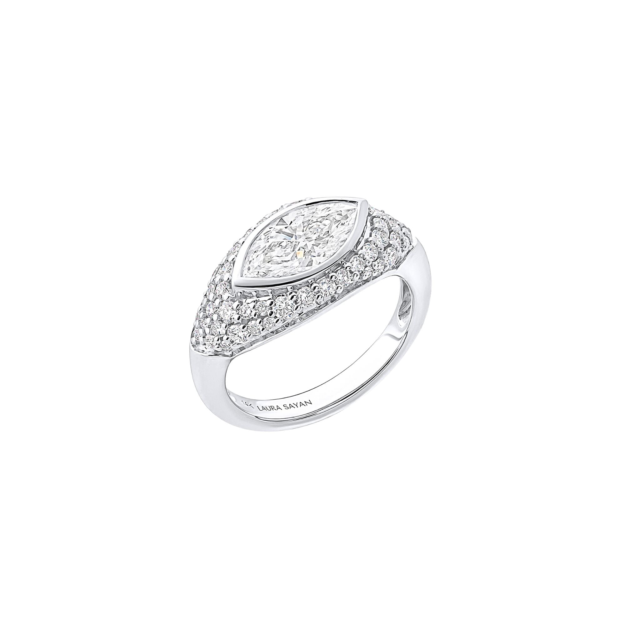 Sona White Diamond Marquise Ring in 14K White Gold with White Diamonds