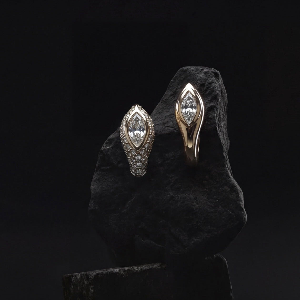 Sona White Diamond Marquise Earring in 14K Yellow Gold