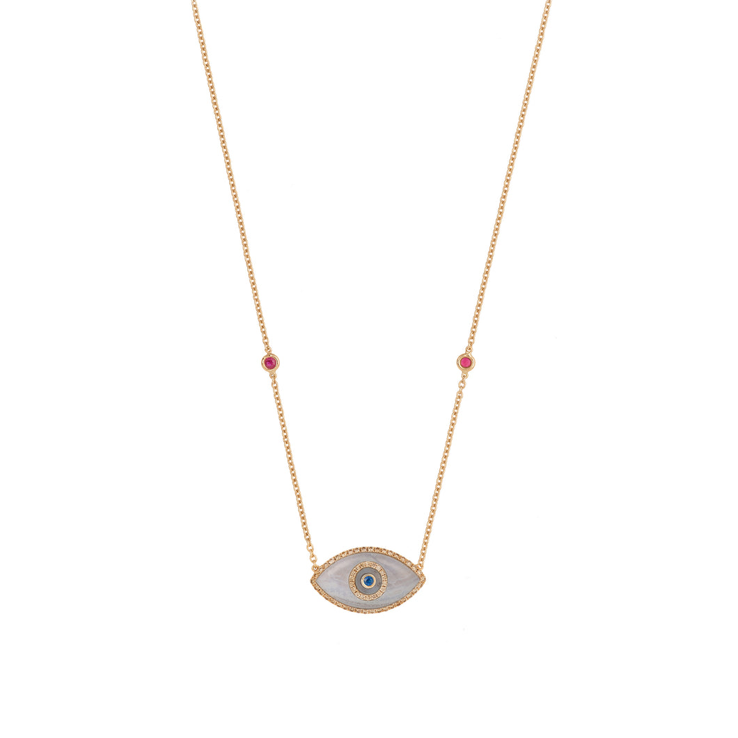 ENDZA NECKLACE BLUE CHALCEDONY ROSE GOLD