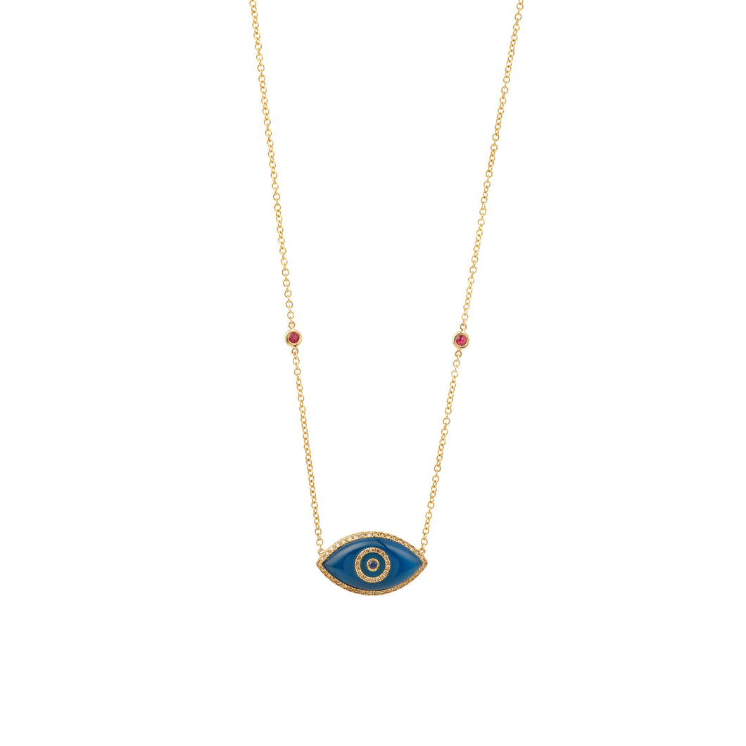 ENDZA NECKLACE BLUE AGATE YELLOW GOLD