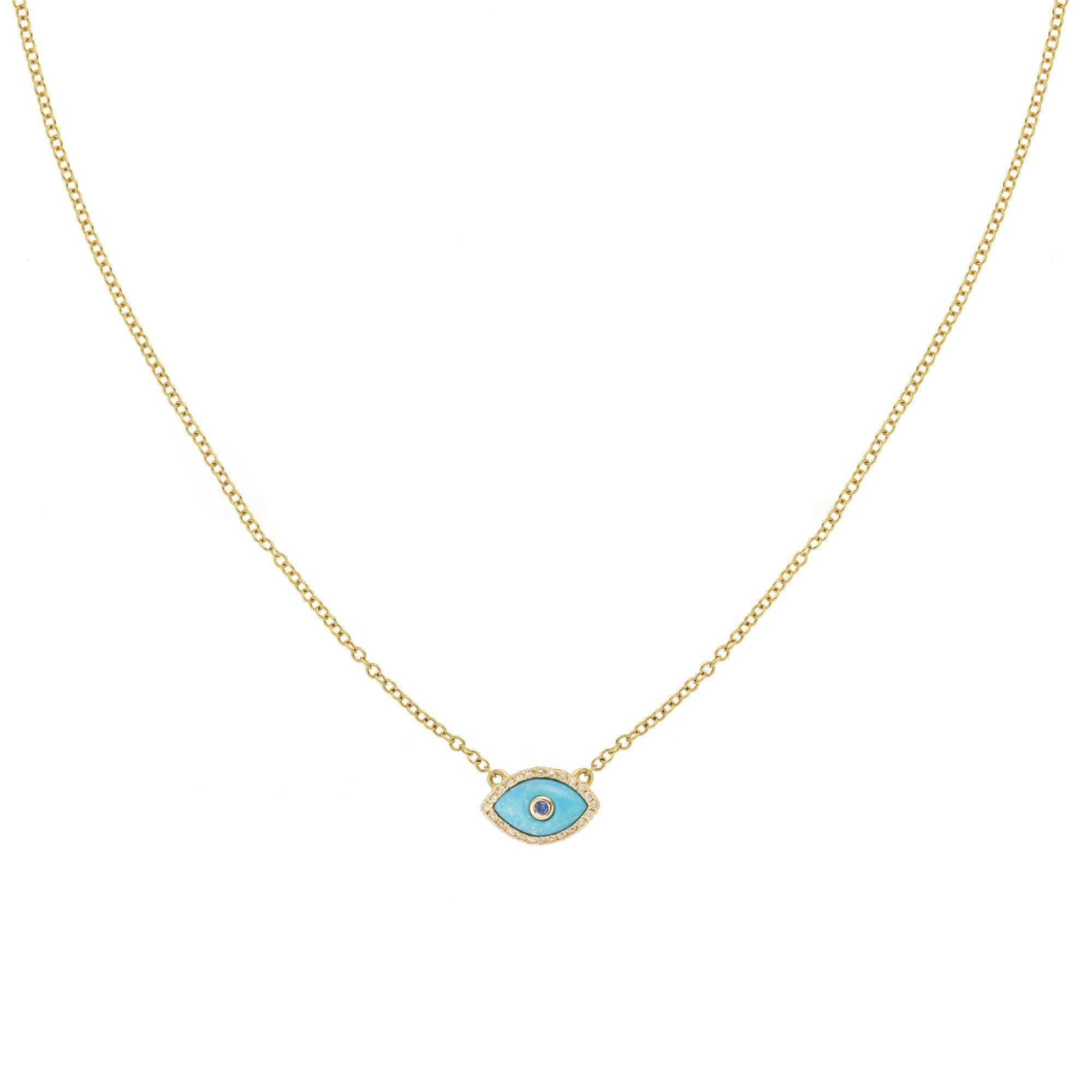 14K gold evil eye mini necklace with Turquoise