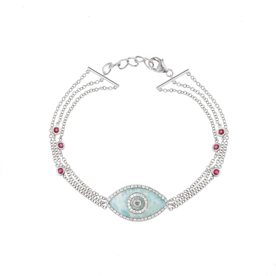 ENDZA Evil Eye Bracelet in Amazonitel and White Gold Elegant Protection Charm with luxurious Design