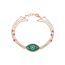 Load image into Gallery viewer, Endza Evil Eye Bracelet in Malachite and Rose Gold Elegant Protection Charm with Luxurious Design
