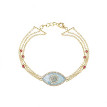 Load image into Gallery viewer, ENDZA Evil Eye Bracelet in Amazonitel and Yellow Gold Elegant Protection Charm with luxurious Design
