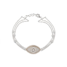 Load image into Gallery viewer, 14K white gold Endza Bracelet with Moonstone beige evil eye and pavé white diamonds
