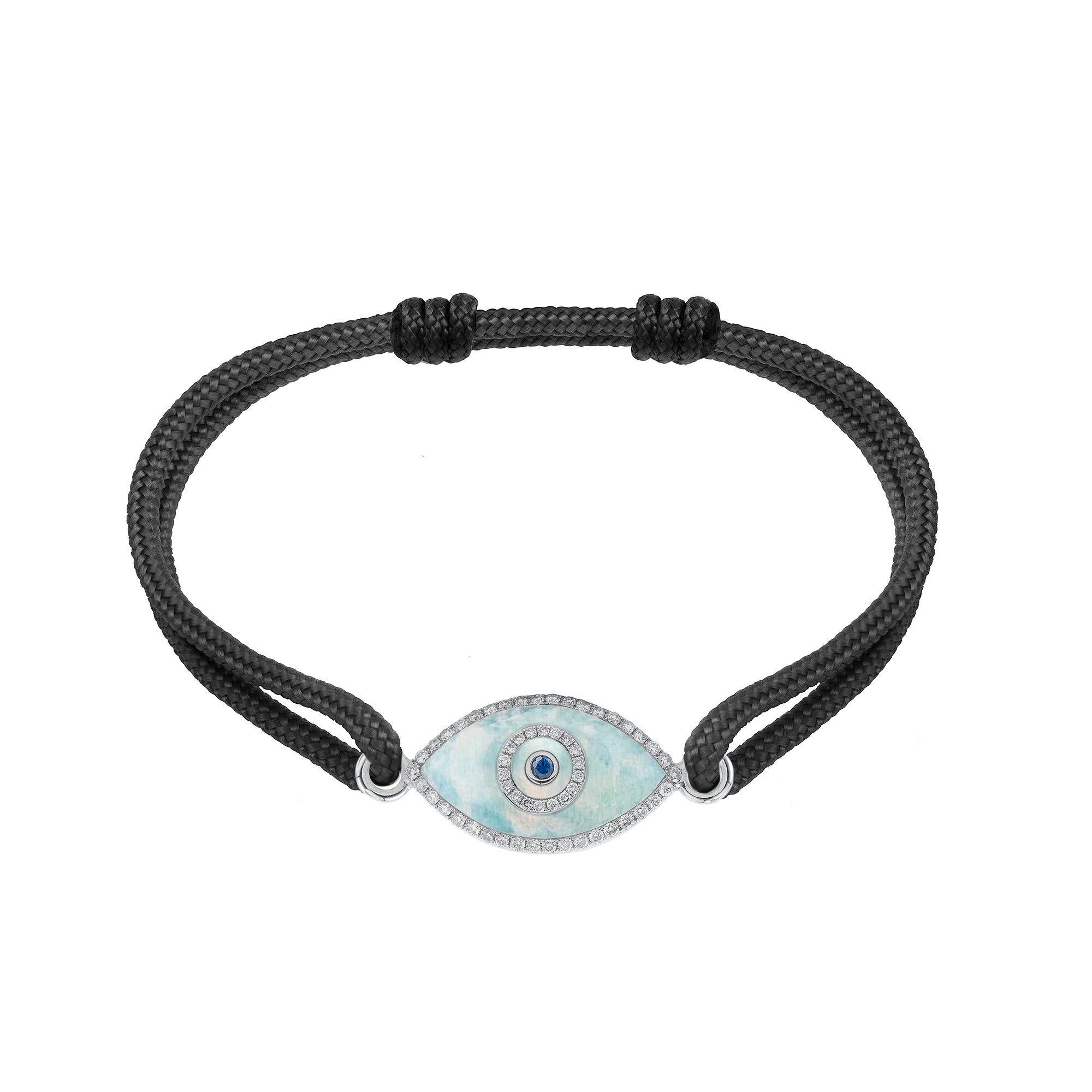 Endza Amazonite Evil Eye Cordon Bracelet in 14K White Gold
