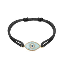 Load image into Gallery viewer, 14K yellow gold Link Bracelet with Amazonite evil eye, pavé diamonds, and sapphire
