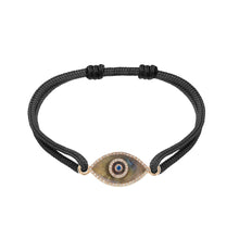 Load image into Gallery viewer, 14K rose gold Link Bracelet with Labradorite evil eye, pavé diamonds, and sapphire
