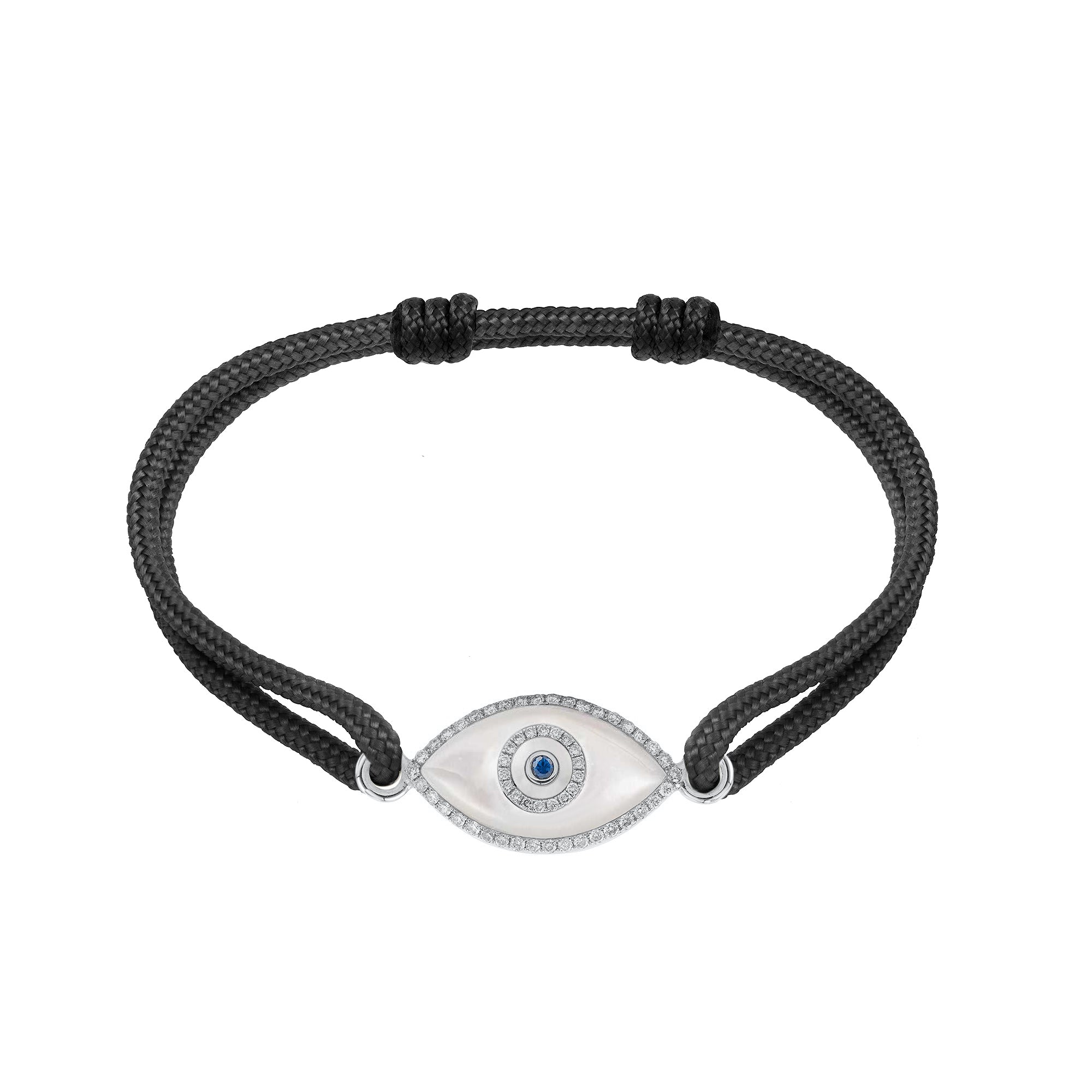 Endza Mother of Pearl Evil Eye Cordon Bracelet in 14K White Gold