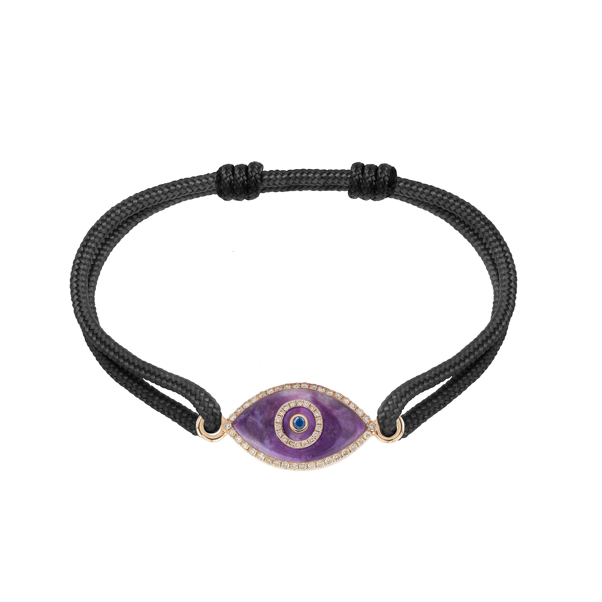 Endza Sugilite Evil Eye Cordon Bracelet in 14K Rose Gold
