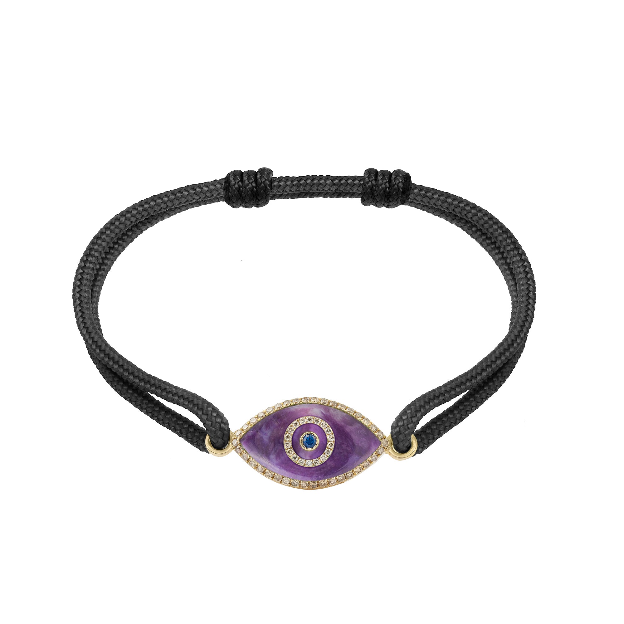 Endza Sugilite Evil Eye Cordon Bracelet in 14K Yellow Gold