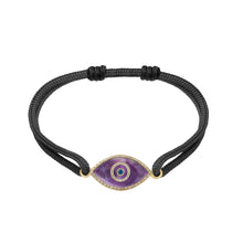 Load image into Gallery viewer, 14K yellow gold Link Bracelet with Sugilite evil eye, pavé diamonds, and sapphire
