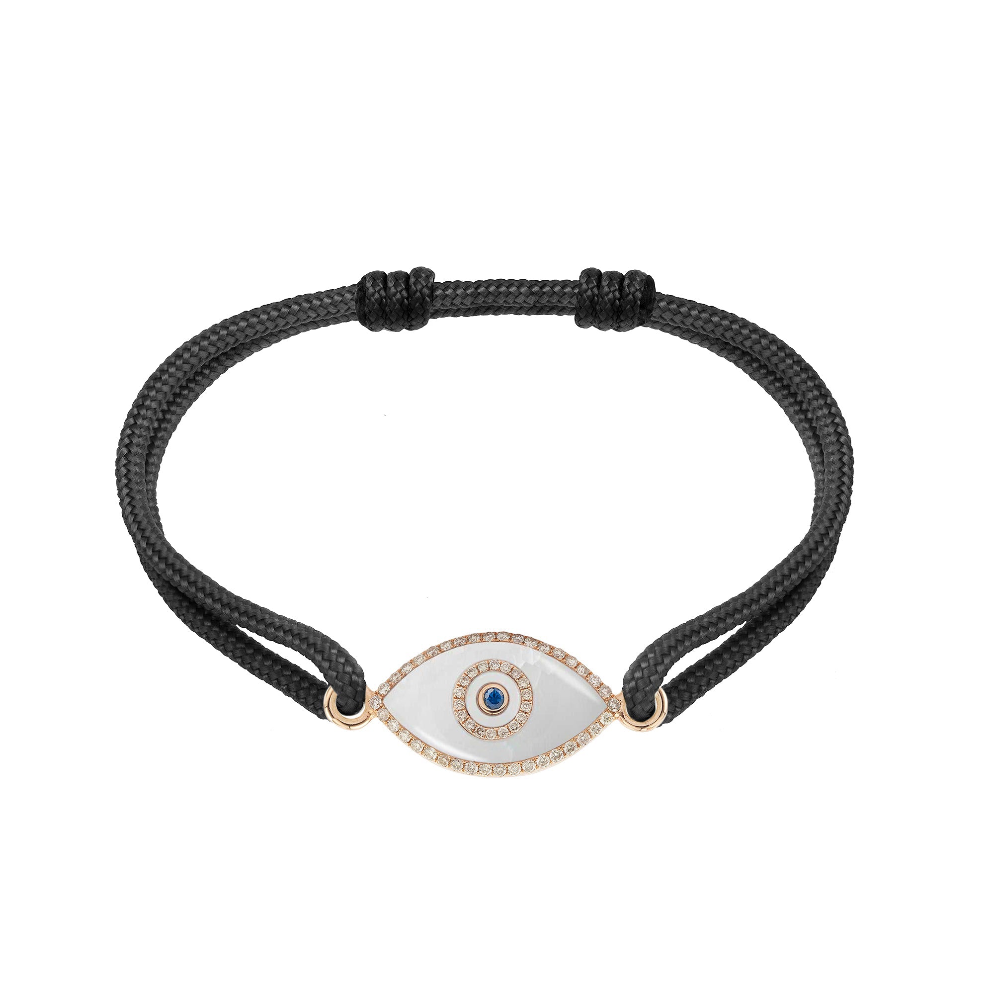 Endza White Onyx Evil Eye Cordon Bracelet in 14K Rose Gold