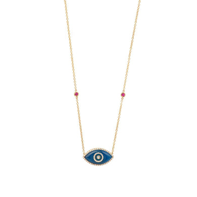 ENDZA Evil Eye Necklace in Blue Agate and Rose Gold Elegant Protection Talisman Tradition and Timeless Design