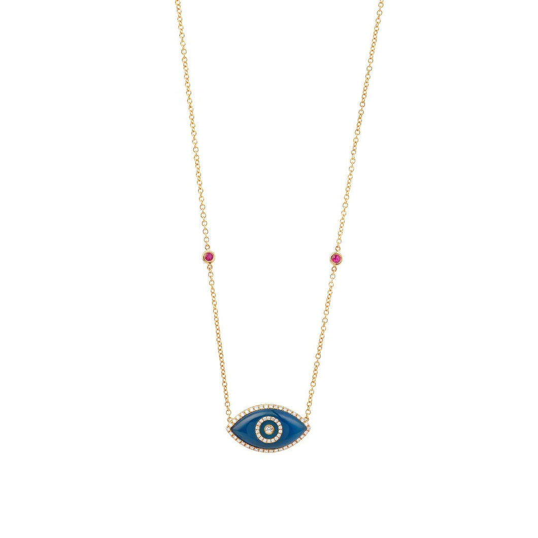 ENDZA Evil Eye Necklace in Blue Agate and Rose Gold Elegant Protection Talisman Tradition and Timeless Design