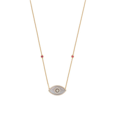 ENDZA Evil Eye Necklace in Blue Chalcedony and Rose Gold Elegant Protection Talisman Tradition and Timeless Design