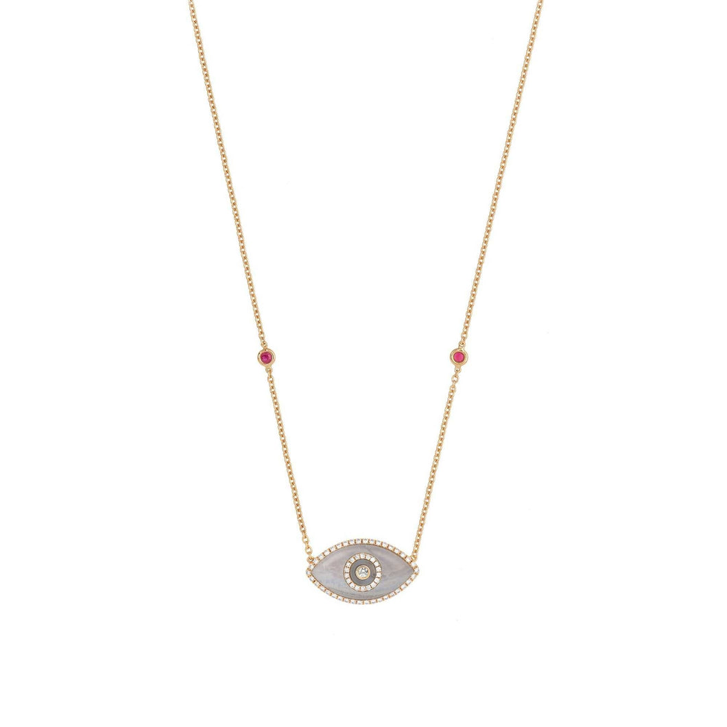 ENDZA Evil Eye Necklace in Blue Chalcedony and Rose Gold Elegant Protection Talisman Tradition and Timeless Design