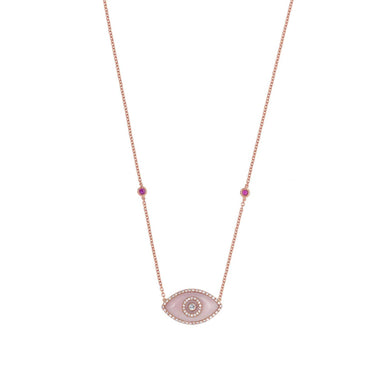 ENDZA Evil Eye Necklace in Pink Opal and Rose Gold Elegant Protection Talisman Tradition and Timeless Design