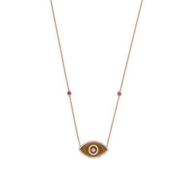 ENDZA Evil Eye Necklace in Tiger Eye and Rose Gold Elegant Protection Talisman Tradition and Timeless Design