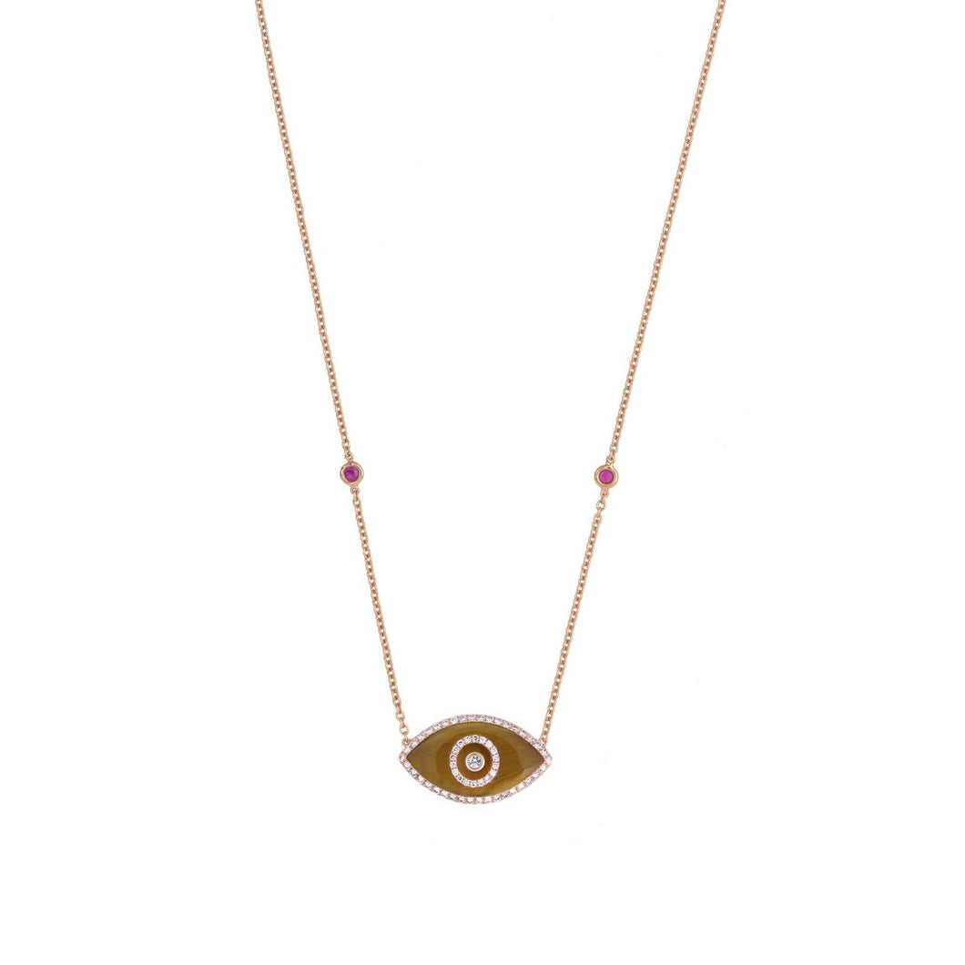 ENDZA NECKLACE TIGER EYE ROSE GOLD