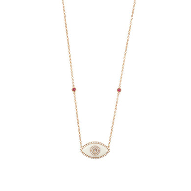 ENDZA Evil Eye Necklace in White Onyx and Rose Gold Elegant Protection Talisman Tradition and Timeless Design