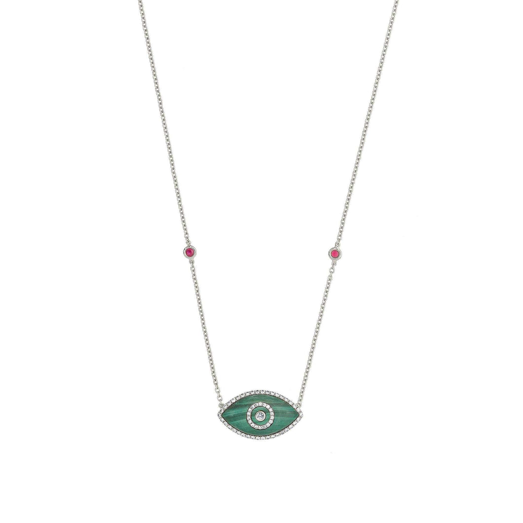 ENDZA NECKLACE MALACHITE WHITE GOLD