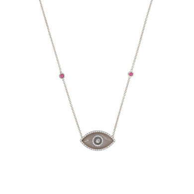 ENDZA Evil Eye Necklace in Moonstone and White Gold Elegant Protection Talisman Tradition and Timeless Design