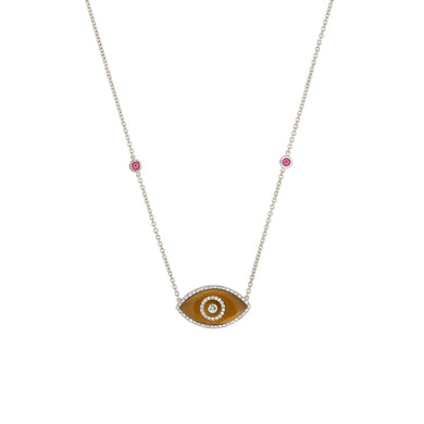 ENDZA Evil Eye Necklace in Tiger Eye and White Gold Elegant Protection Talisman Tradition and Timeless Design