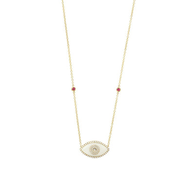 ENDZA Evil Eye Necklace in White Onyx and Yellow Gold Elegant Protection Talisman Tradition and Timeless Design