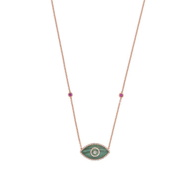 ENDZA Evil Eye Necklace in Malachite and Rose Gold Elegant Protection Talisman Tradition and Timeless Design