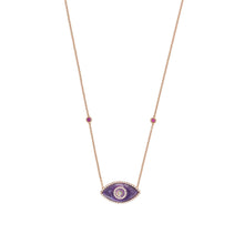 Load image into Gallery viewer, ENDZA Evil Eye Necklace in Sugilite and Rose Gold Elegant Protection Talisman Tradition and Timeless Design
