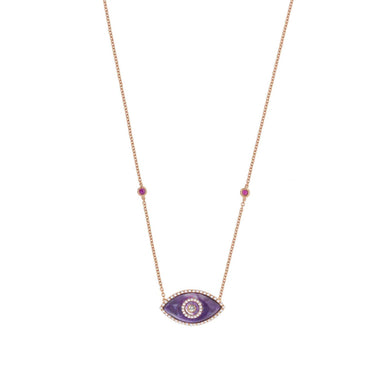 ENDZA Evil Eye Necklace in Sugilite and Rose Gold Elegant Protection Talisman Tradition and Timeless Design