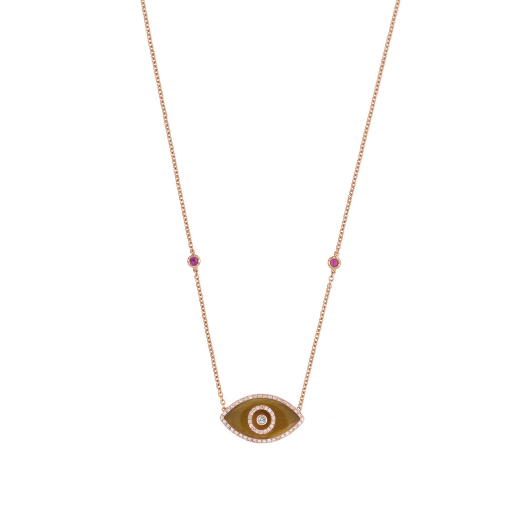 ENDZA NECKLACE TIGER EYE ROSE GOLD