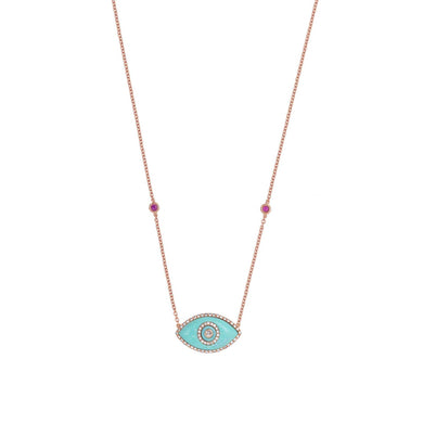 ENDZA Evil Eye Necklace in Turquoise and Rose Gold Elegant Protection Talisman Tradition and Timeless Design