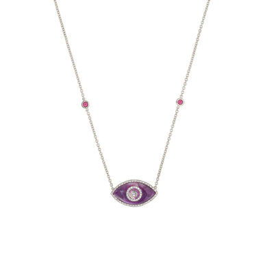 ENDZA Evil Eye Necklace in Sugilite and White Gold Elegant Protection Talisman Tradition and Timeless Design