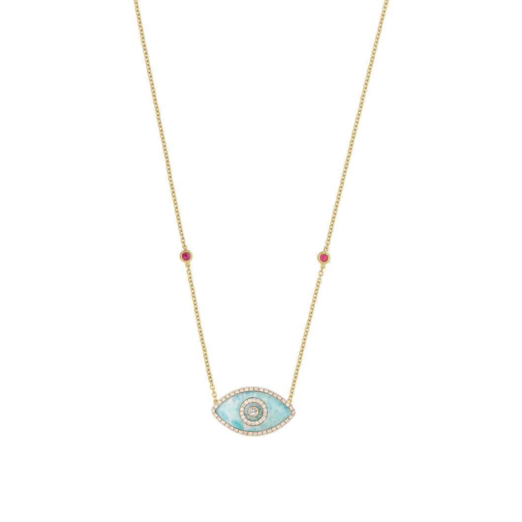 ENDZA NECKLACE AMAZONITE YELLOW GOLD