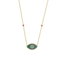 Load image into Gallery viewer, ENDZA Evil Eye Necklace in Malachite and Yellow Gold Elegant Protection Talisman Tradition and Timeless Design
